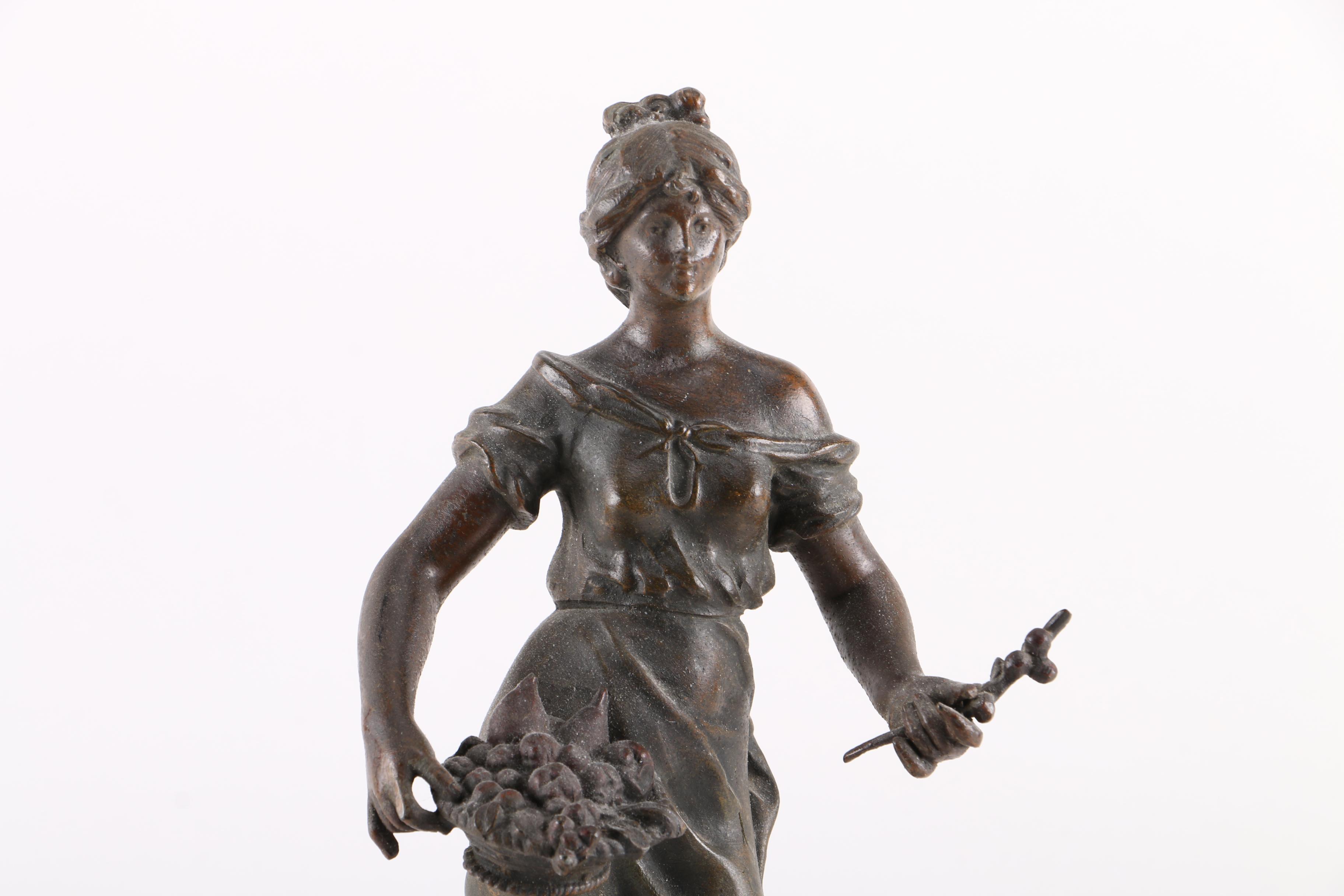 Pair of Spelter Bronze Statues of Women