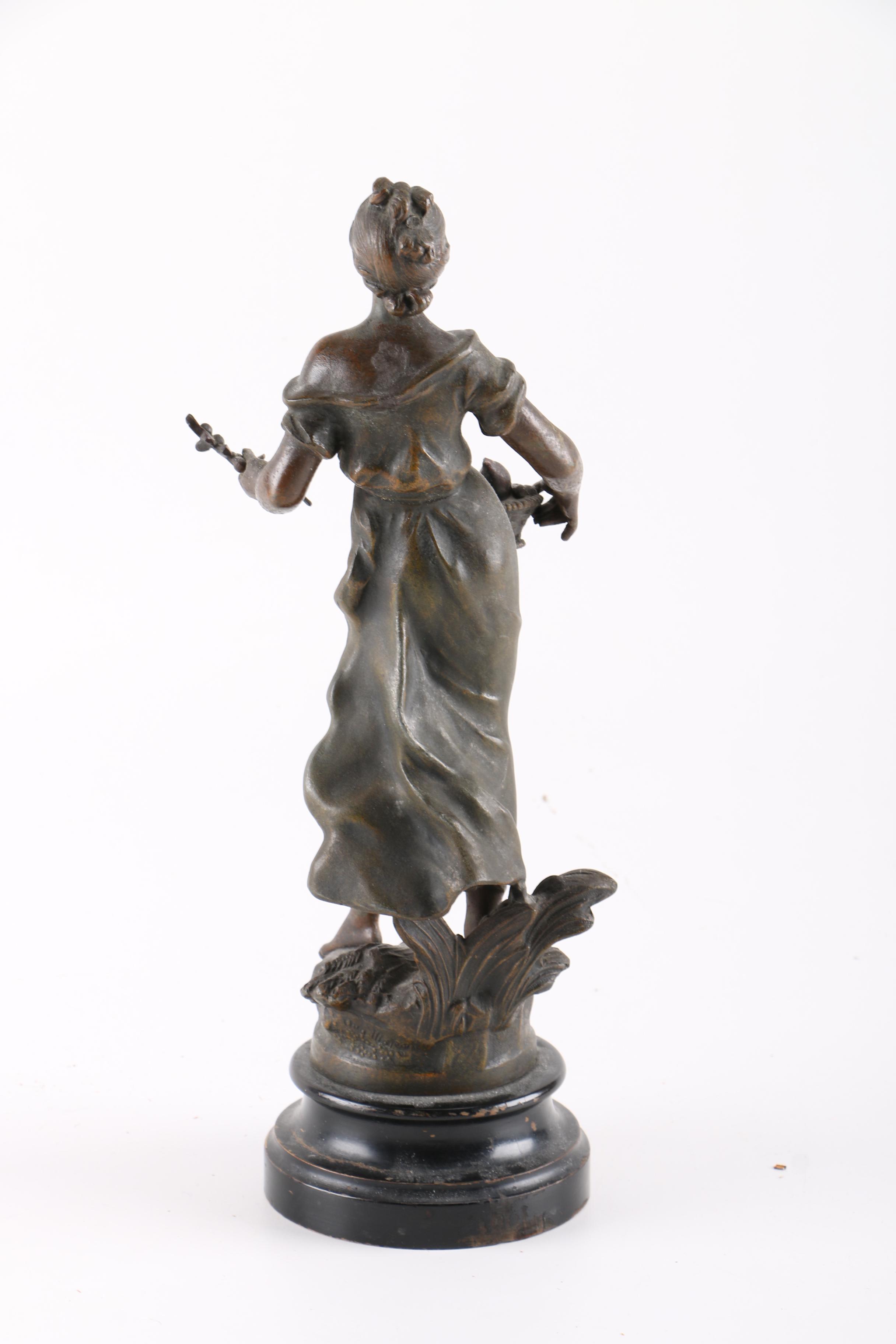 Pair of Spelter Bronze Statues of Women