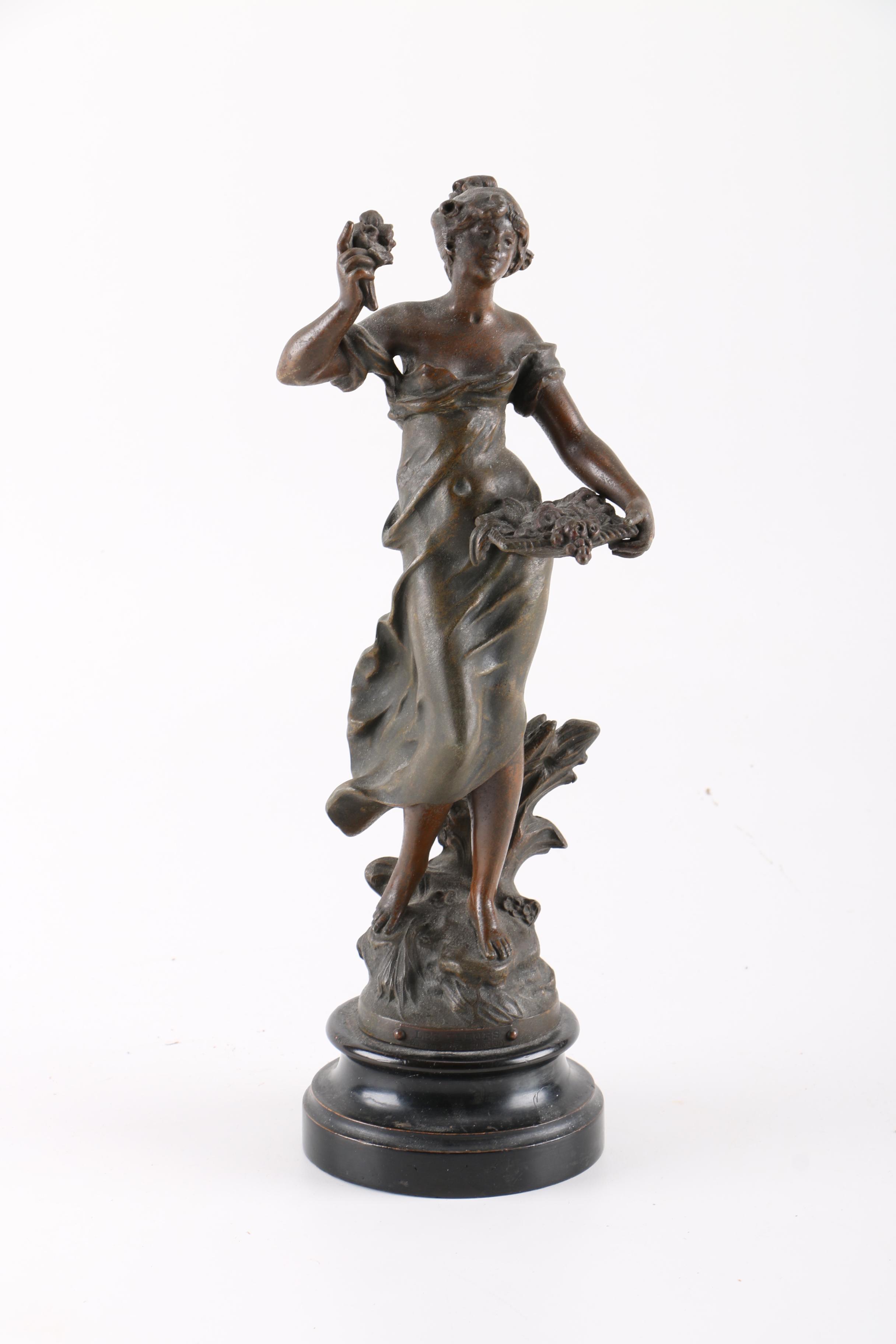 Pair of Spelter Bronze Statues of Women