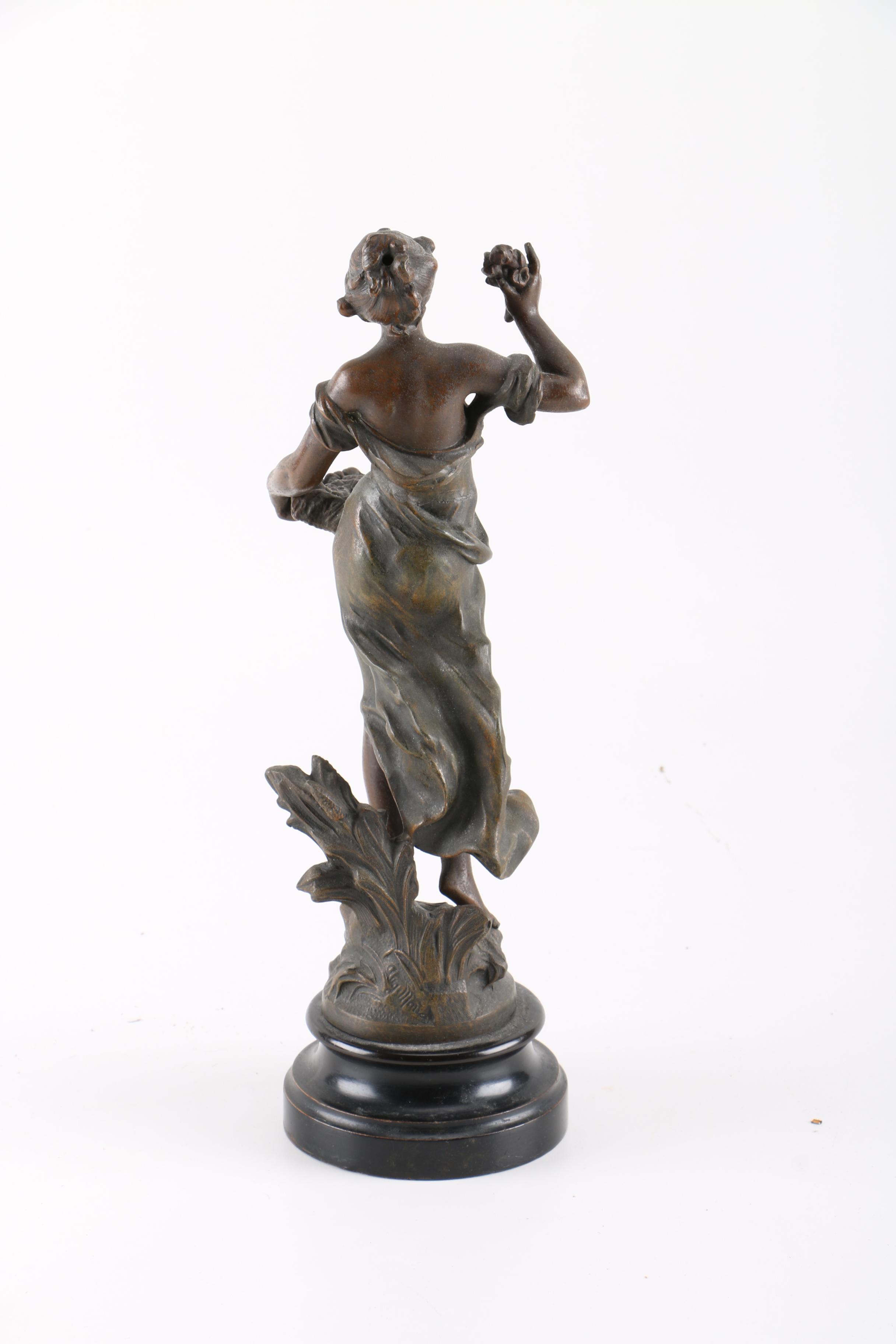 Pair of Spelter Bronze Statues of Women