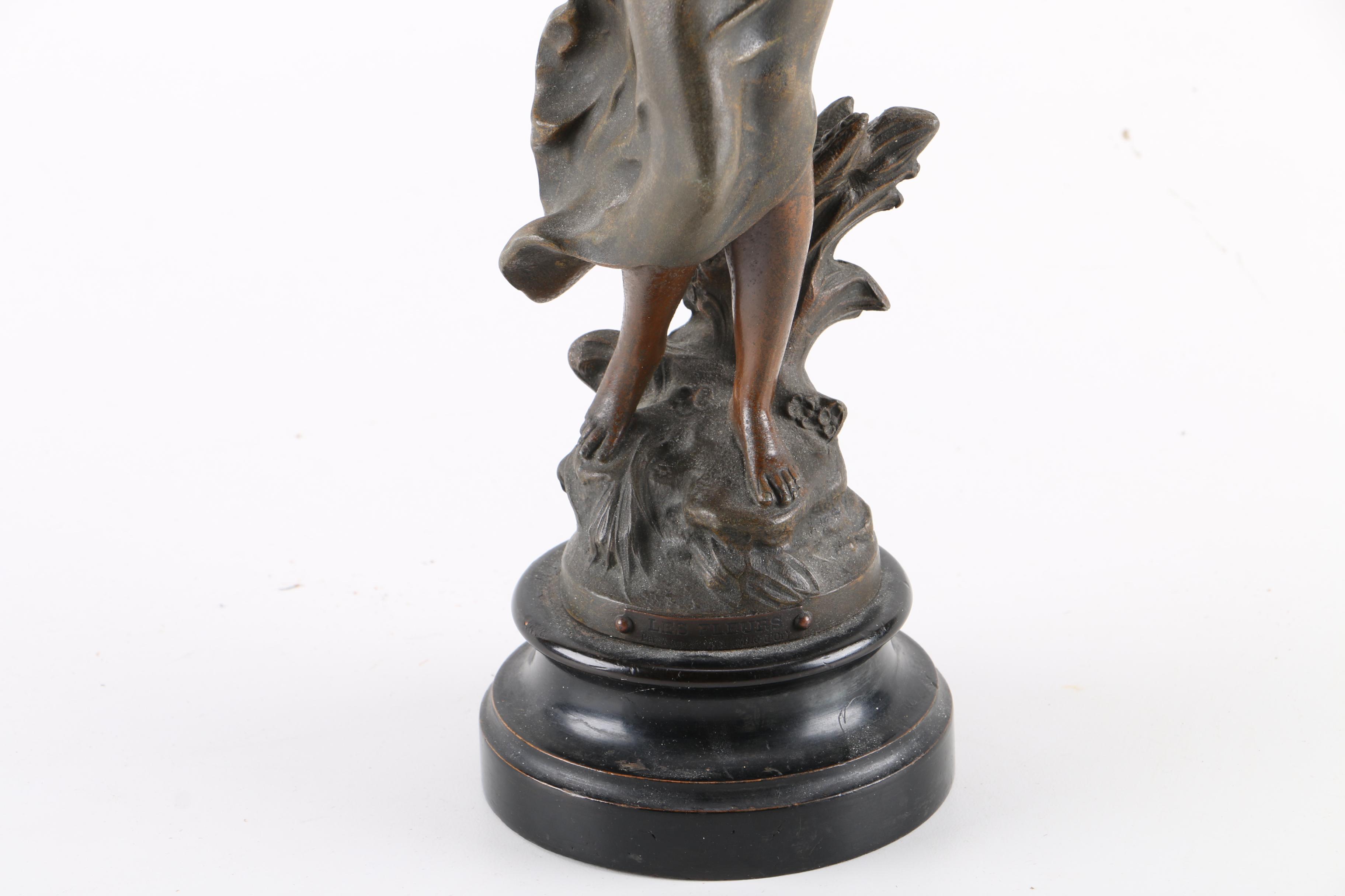 Pair of Spelter Bronze Statues of Women