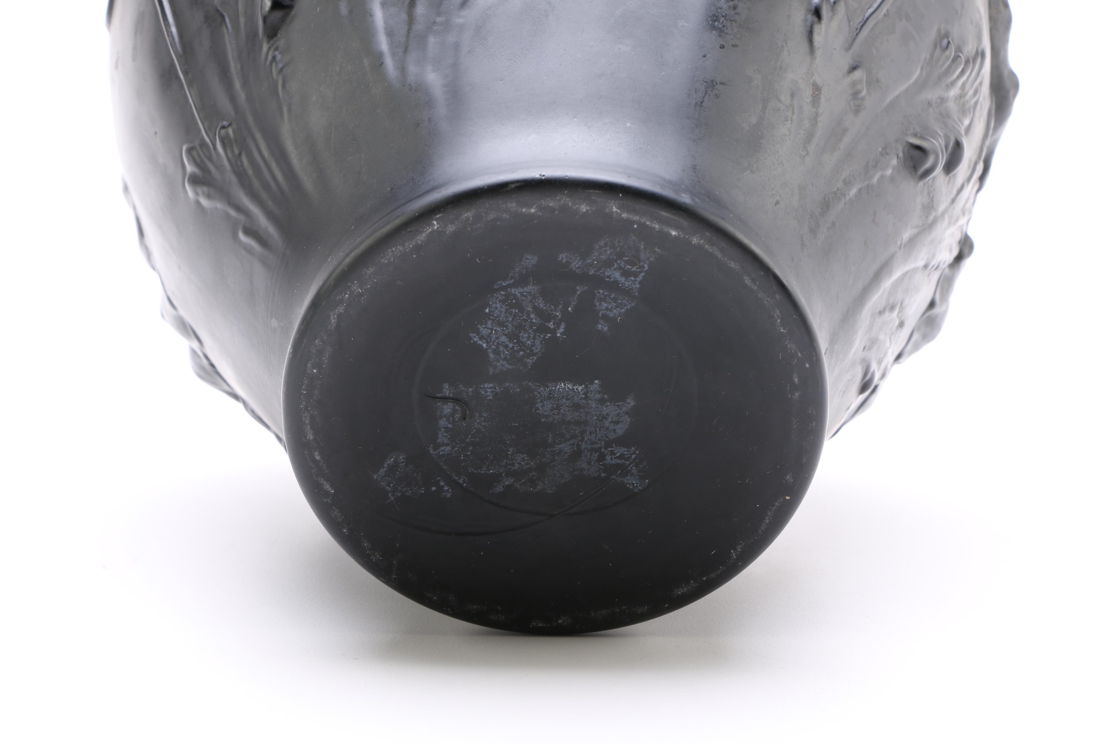 Circa 1930s Tiffin Black Glass Poppy Vases