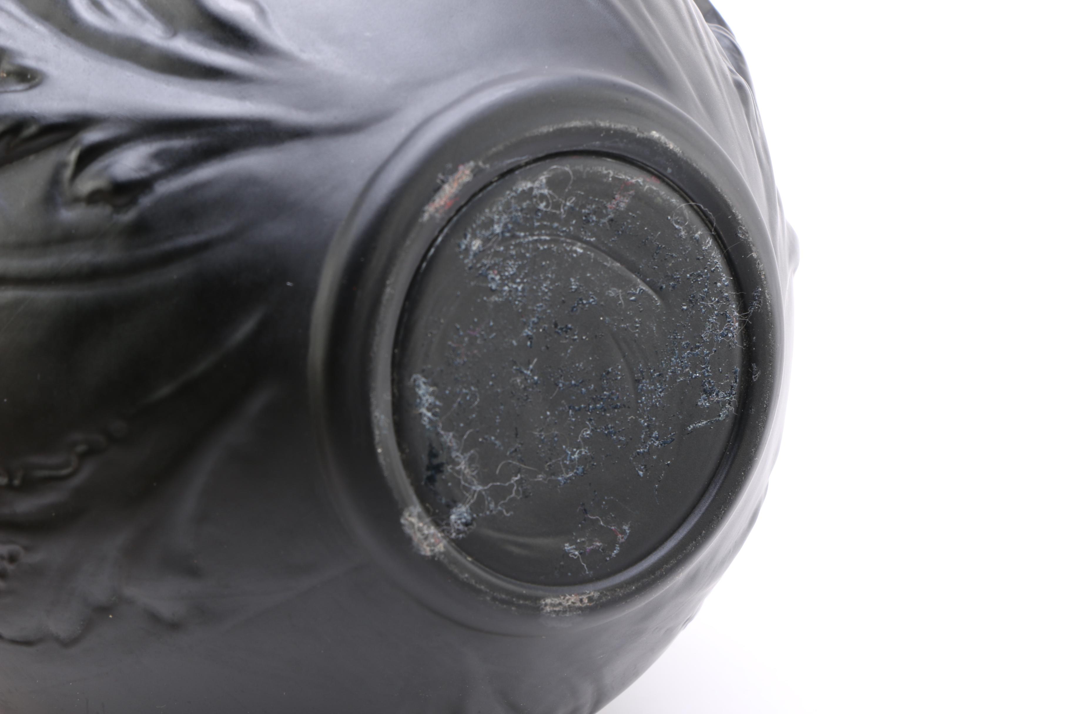 Circa 1930s Tiffin Black Glass Poppy Vases