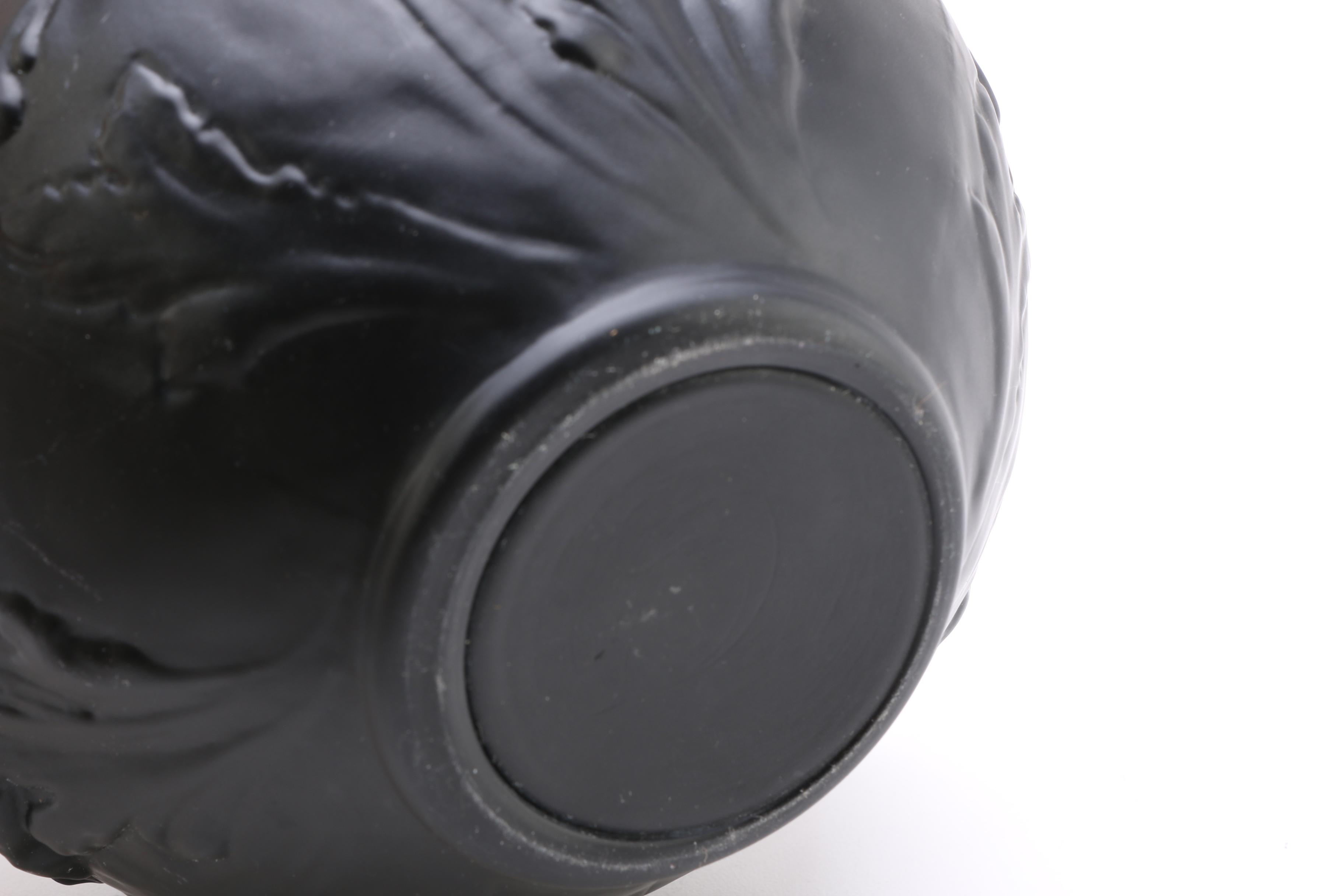 Circa 1930s Tiffin Black Glass Poppy Vases