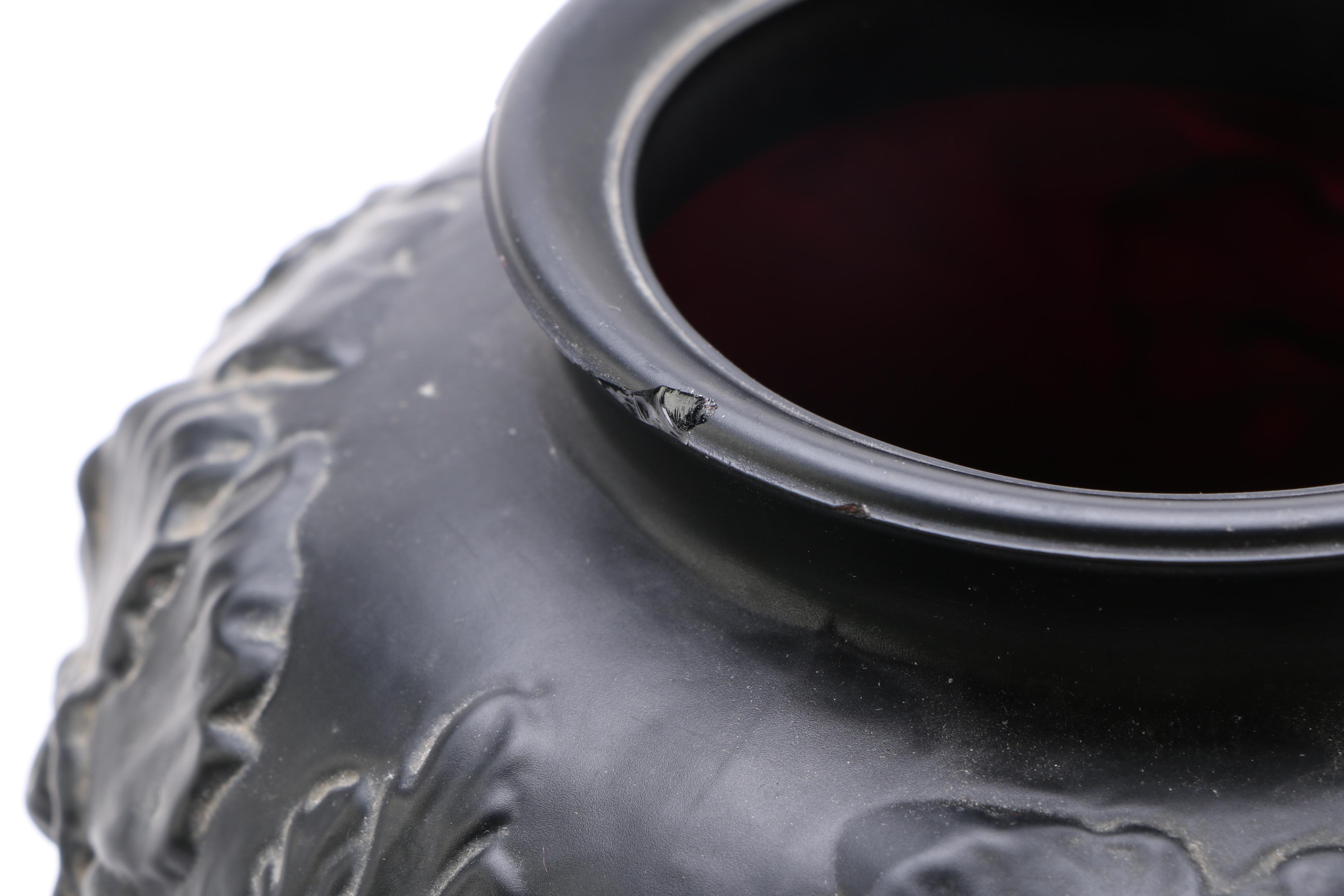 Circa 1930s Tiffin Black Glass Poppy Vases