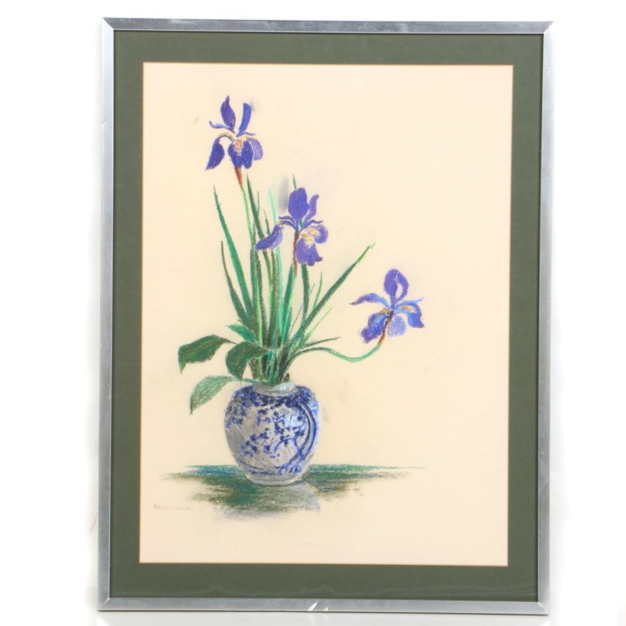 Ruth Van Z. Hamilton Pastel on Paper of Irises
