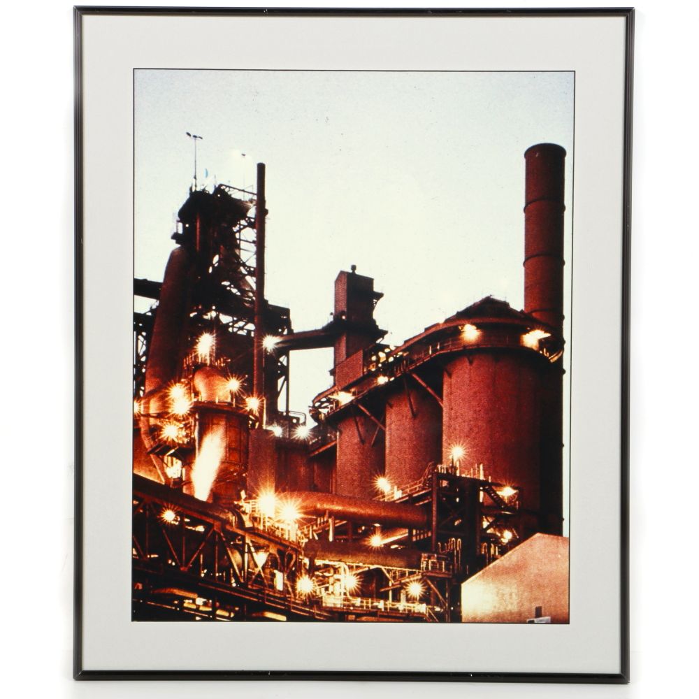 Framed Giclee on Paper of Oil Refinery