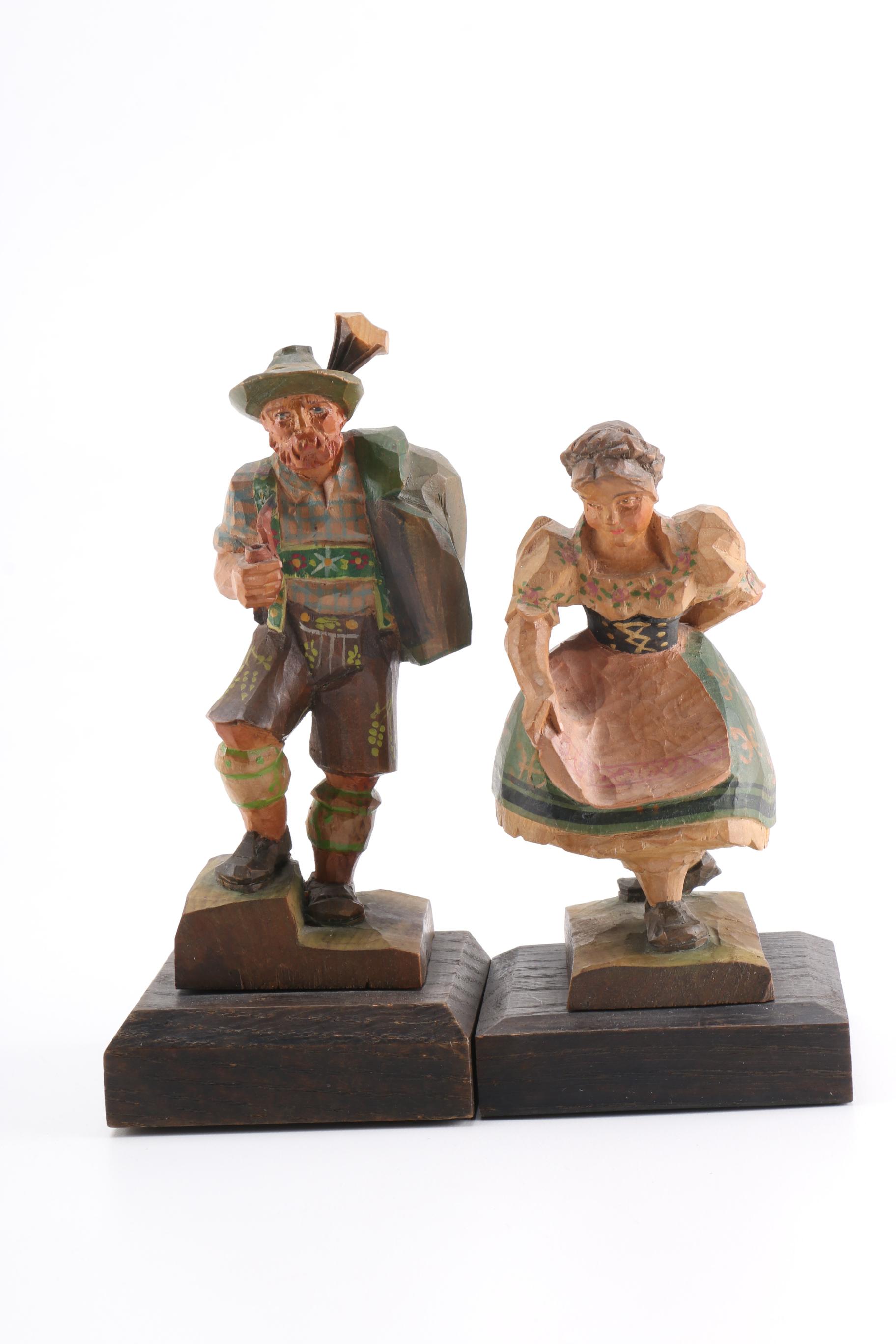 Carved German Style Wooden Figurines