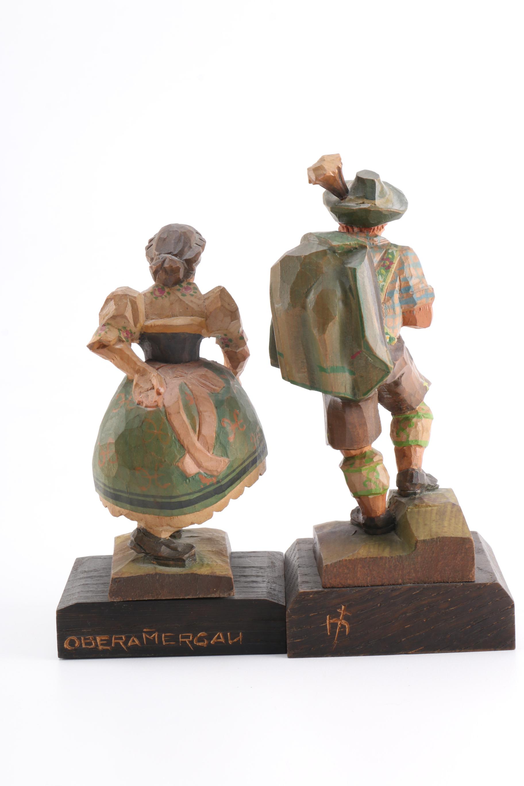 Carved German Style Wooden Figurines