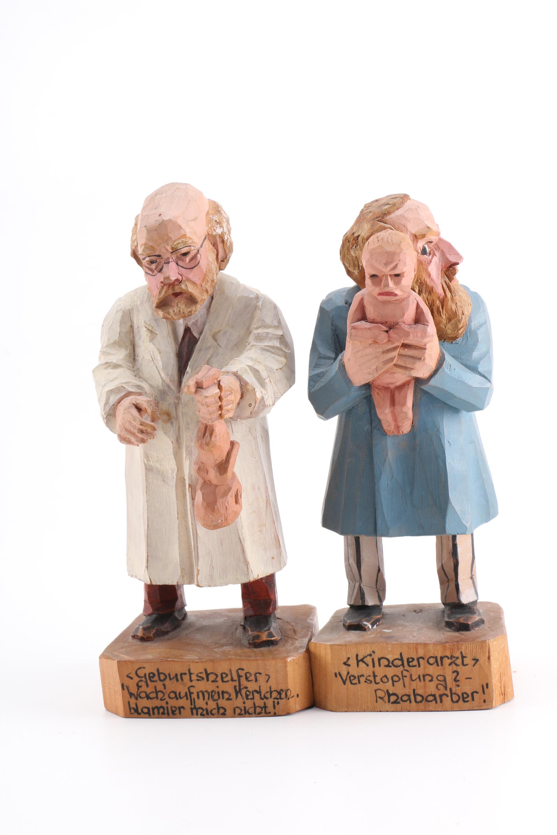 Carved German Style Wooden Figurines