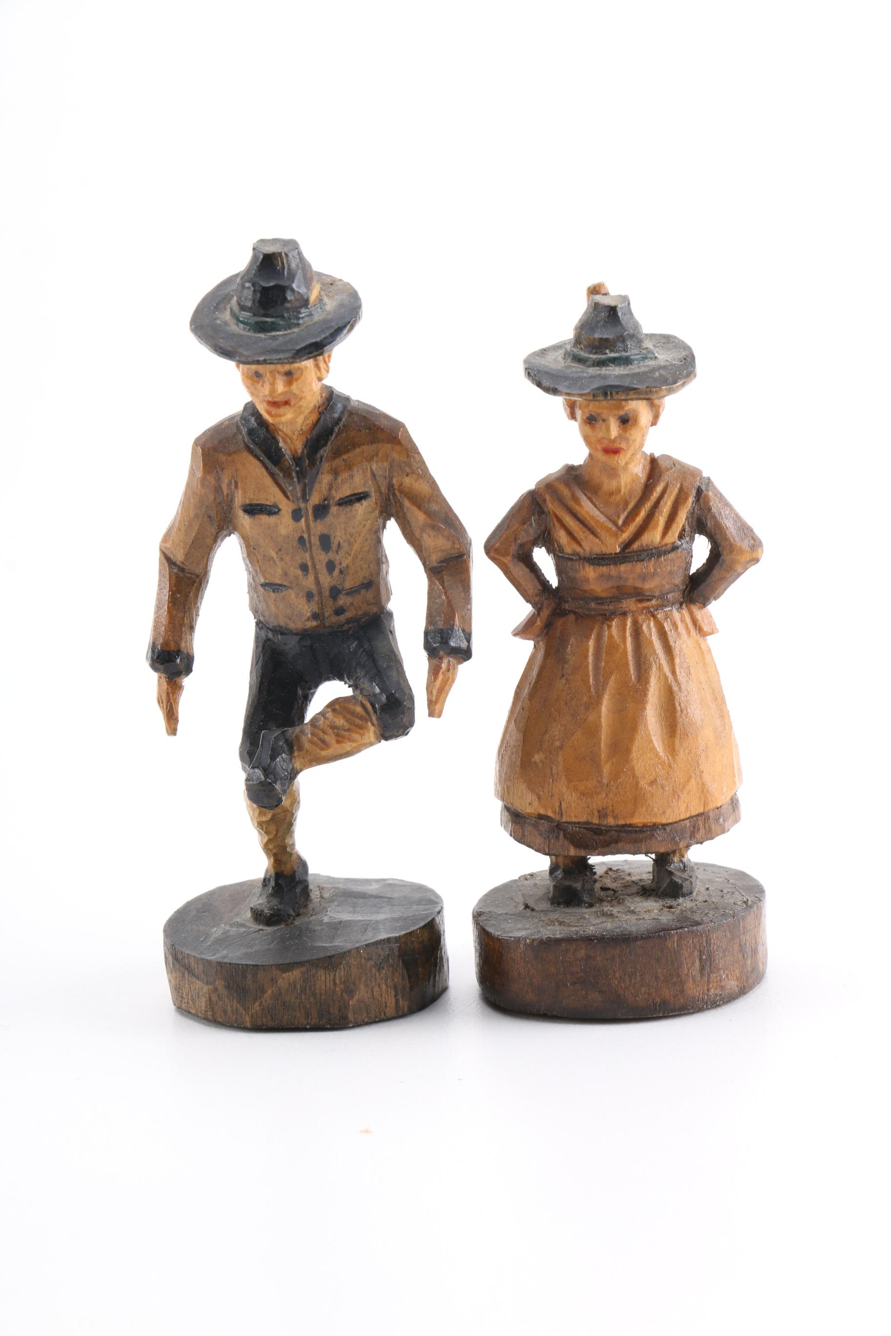 Carved German Style Wooden Figurines
