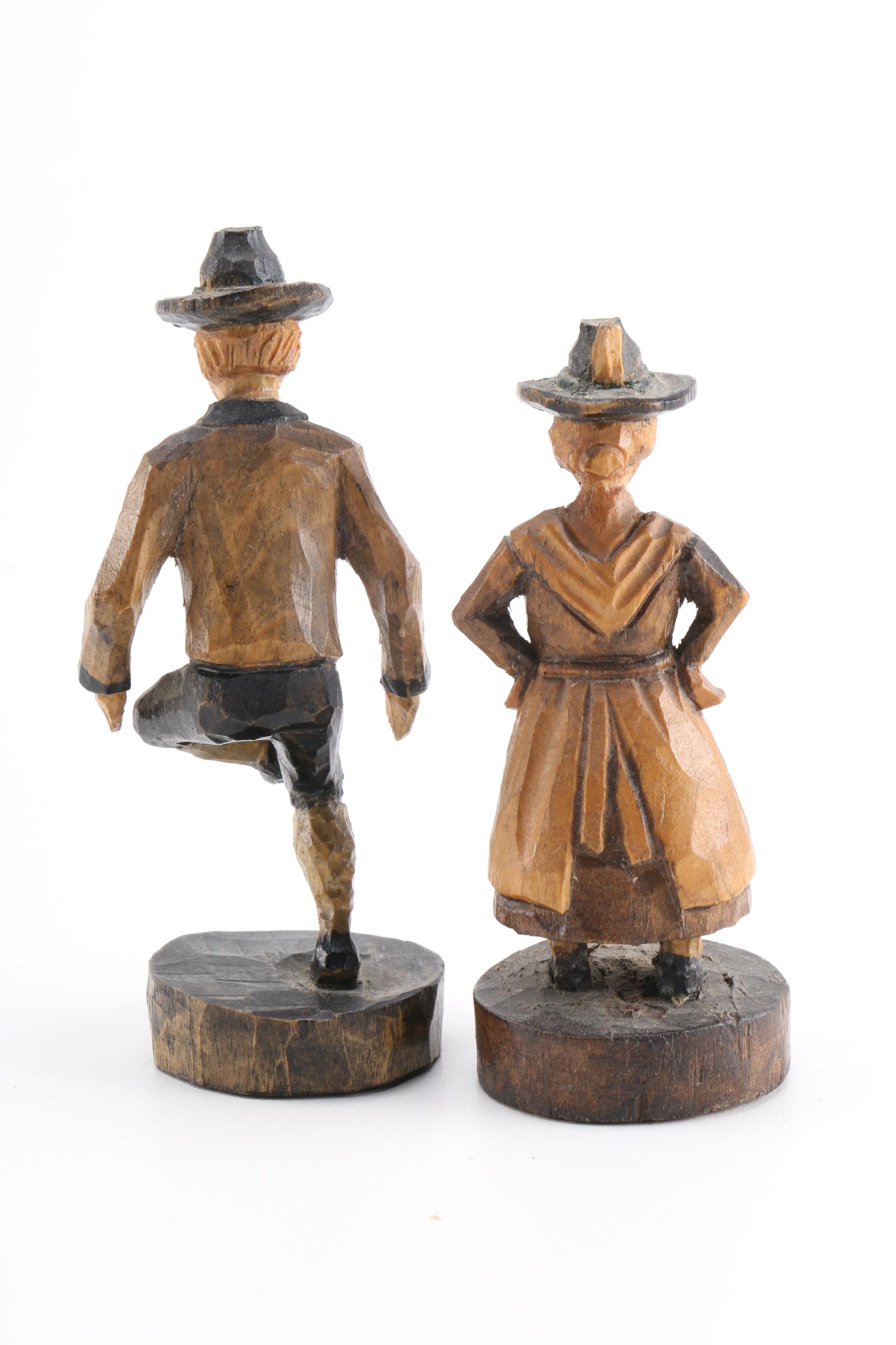 Carved German Style Wooden Figurines