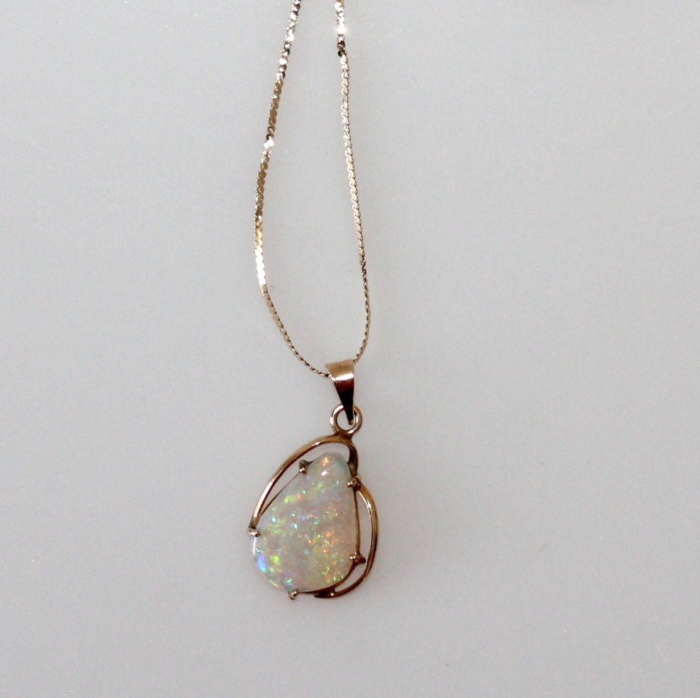 Opal Pendant on 14K Gold Chain