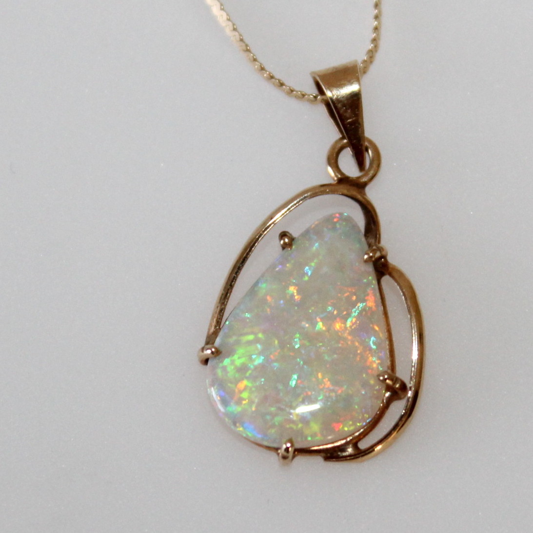 Opal Pendant on 14K Gold Chain