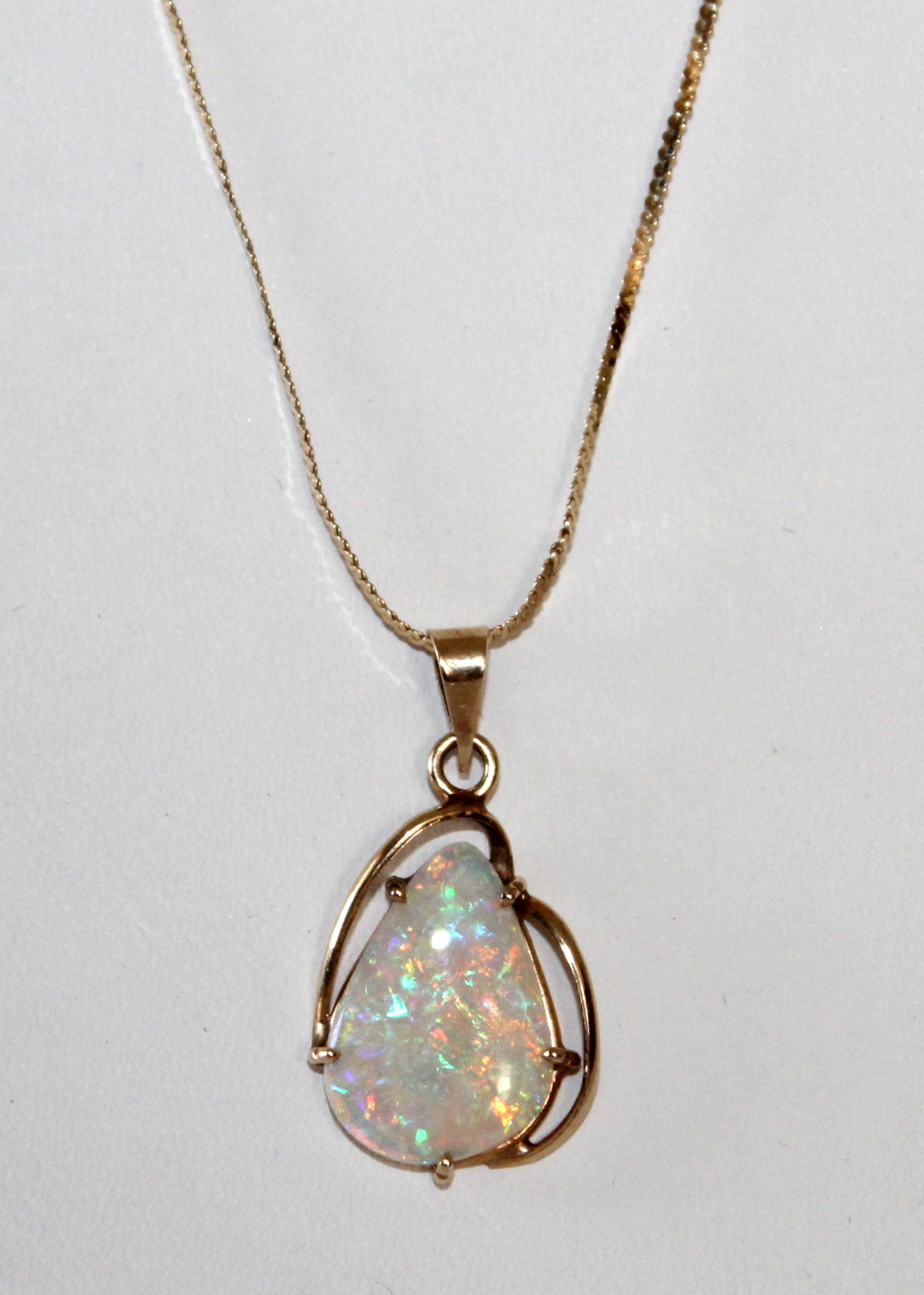 Opal Pendant on 14K Gold Chain