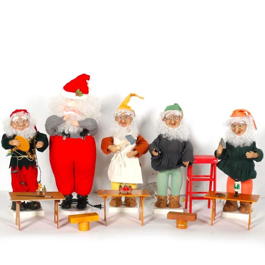 Santa And Workshop Elves Figurines