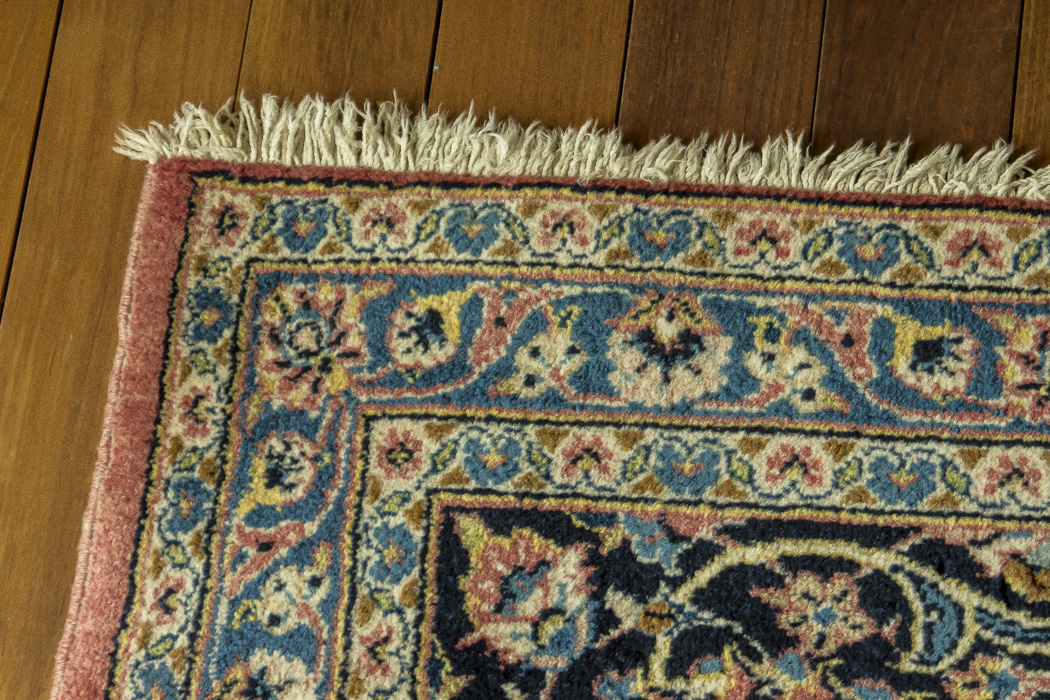 Large Hand-Knotted and Signed Kashan Wool Area Rug