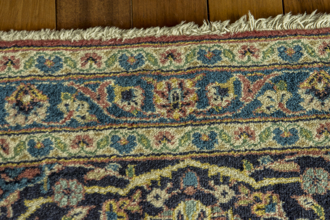 Large Hand-Knotted and Signed Kashan Wool Area Rug