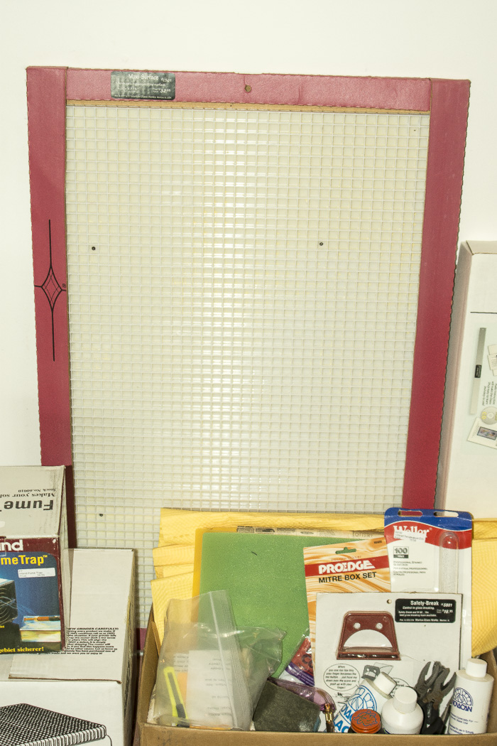 Assortment of Stained Glass Supplies and Tools