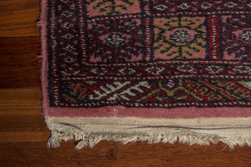 Vintage Hand-Knotted Pink Bokhara-Style Accent Rug