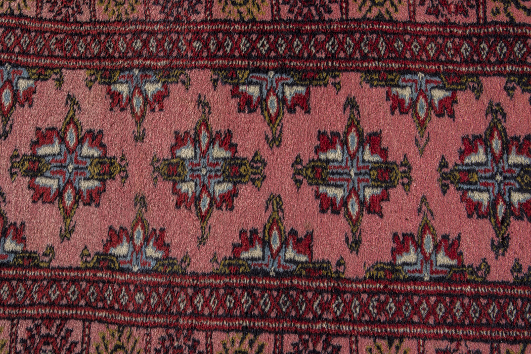 Vintage Hand-Knotted Pink Bokhara-Style Accent Rug