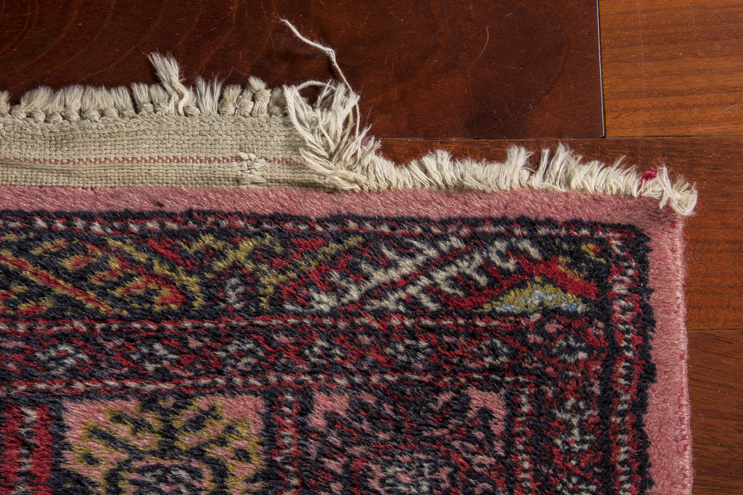Vintage Hand-Knotted Pink Bokhara-Style Accent Rug