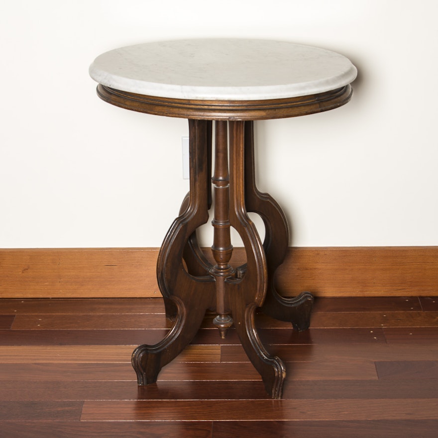Marble Top Wood Accent Table