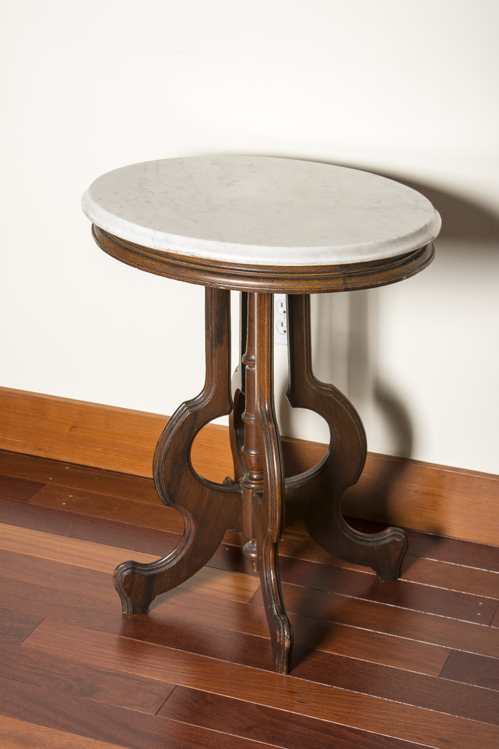 Marble Top Wood Accent Table