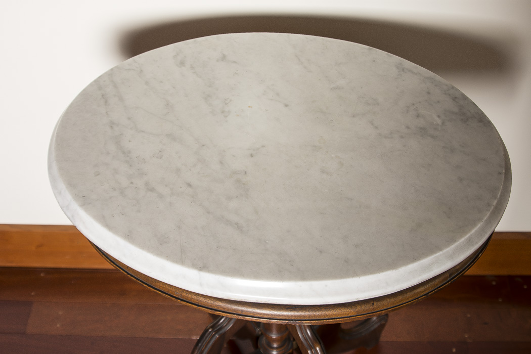 Marble Top Wood Accent Table