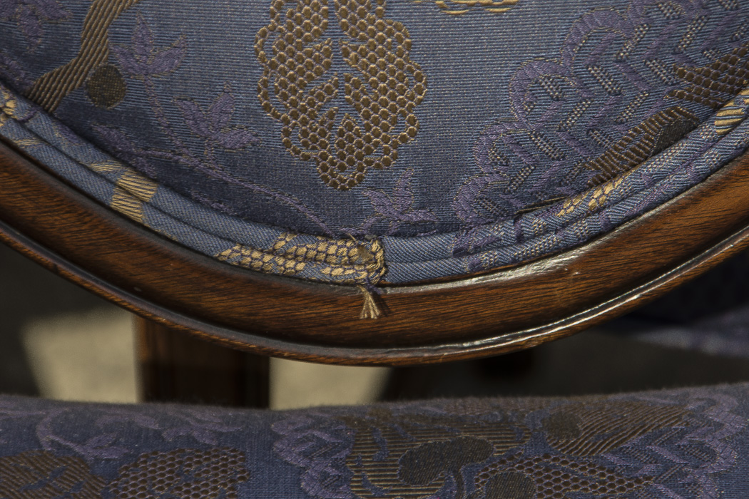 Set of Vintage Hepplewhite Style Upholstered Dining Chairs