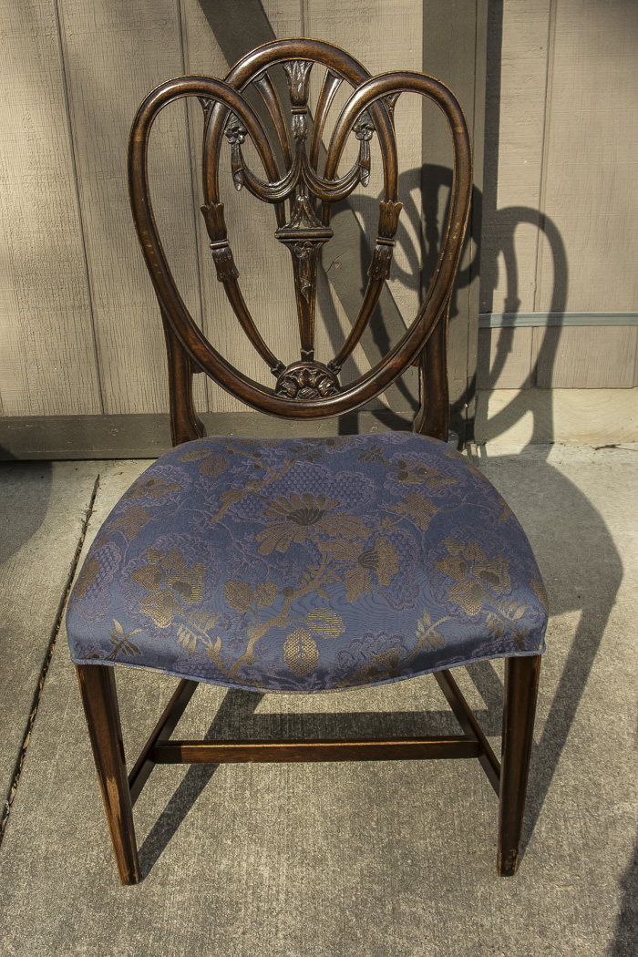 Set of Vintage Hepplewhite Style Upholstered Dining Chairs