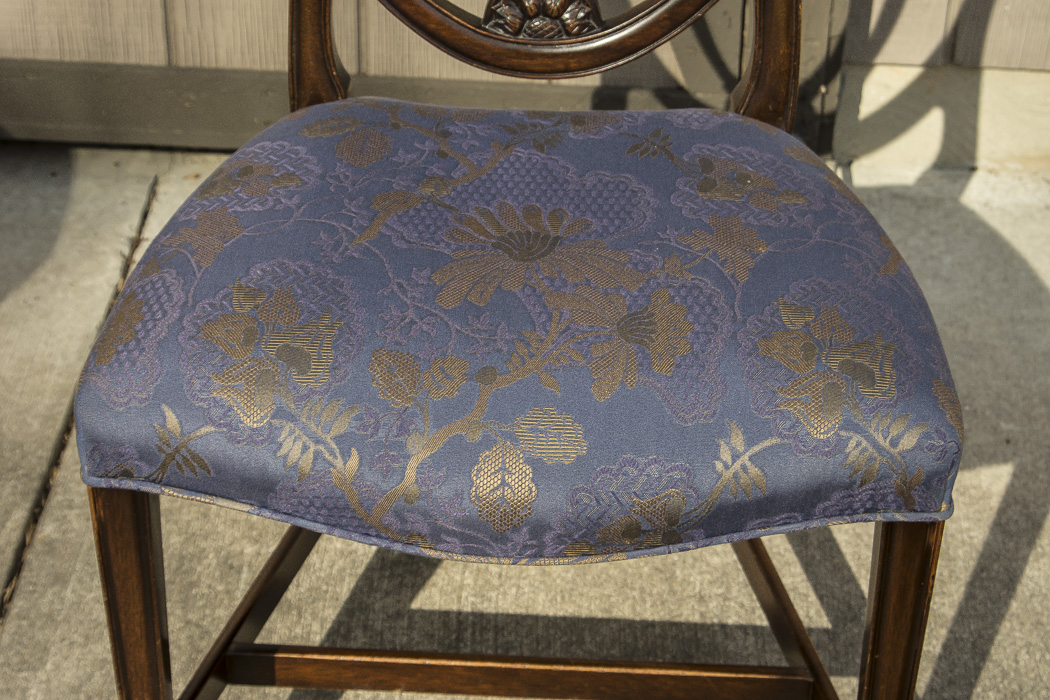 Set of Vintage Hepplewhite Style Upholstered Dining Chairs