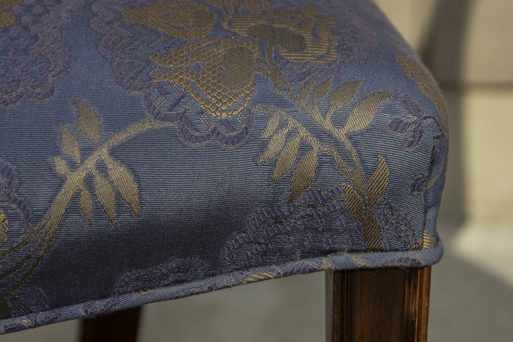 Set of Vintage Hepplewhite Style Upholstered Dining Chairs