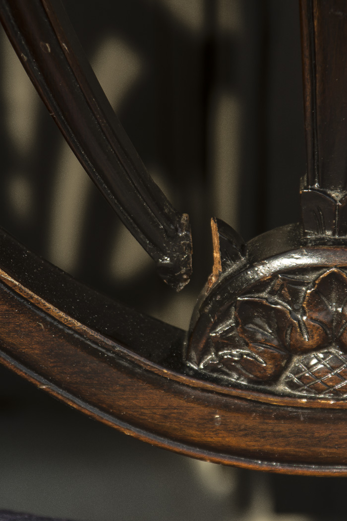 Set of Vintage Hepplewhite Style Upholstered Dining Chairs