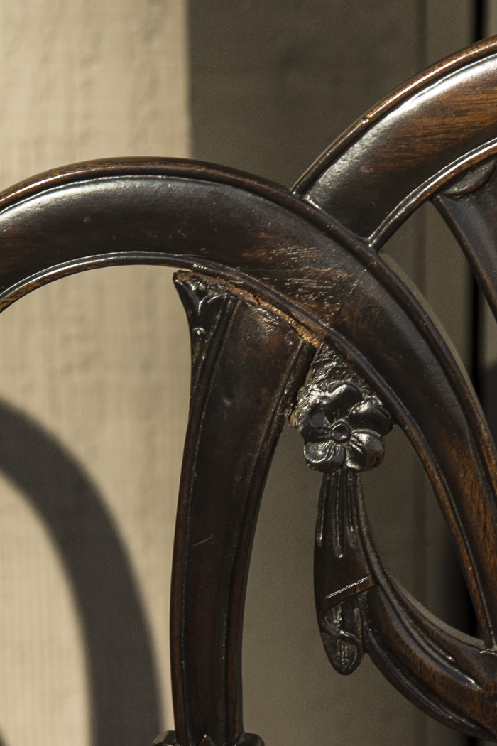 Set of Vintage Hepplewhite Style Upholstered Dining Chairs