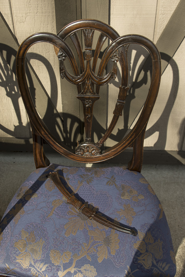 Set of Vintage Hepplewhite Style Upholstered Dining Chairs