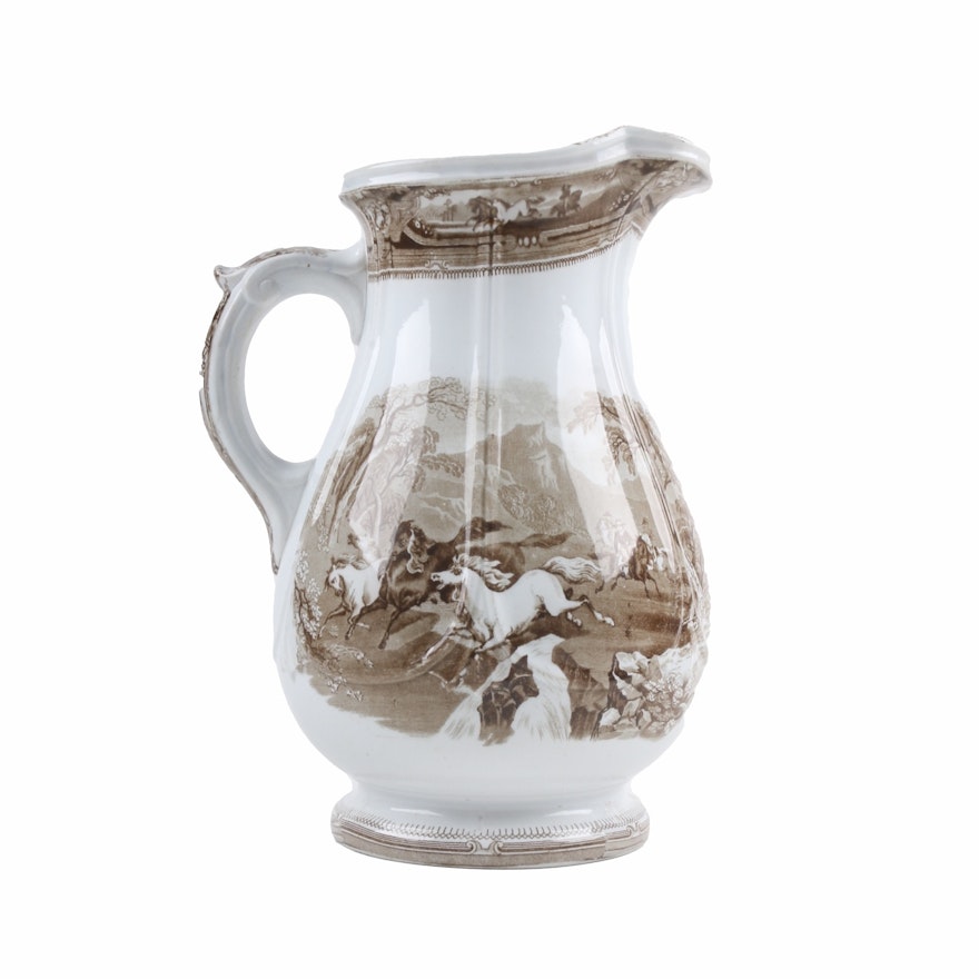 Mid 19th Century Transfer Ware Pitcher
