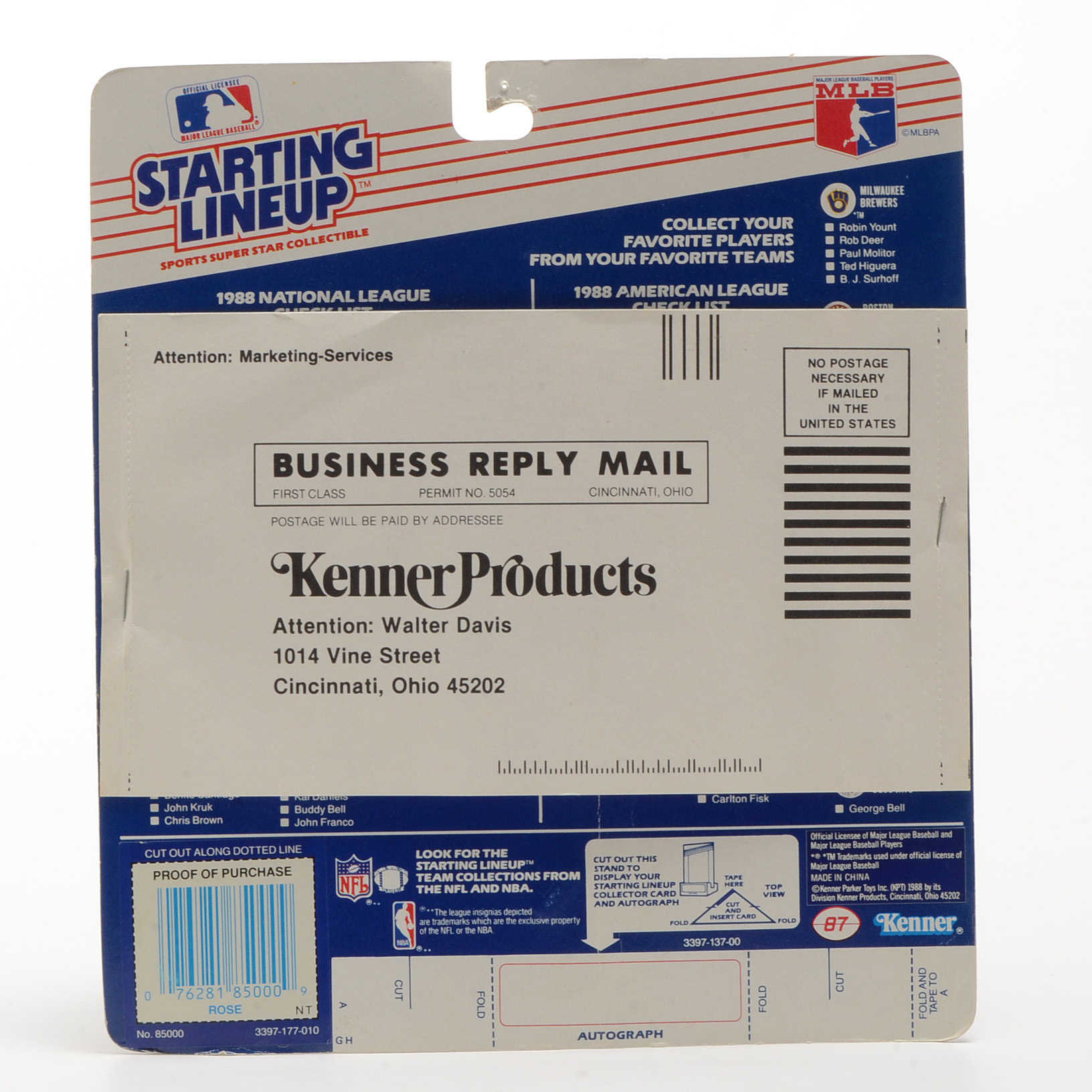 1988 Pete Rose Starting Lineup  Kenner Cincinnati, Ohio