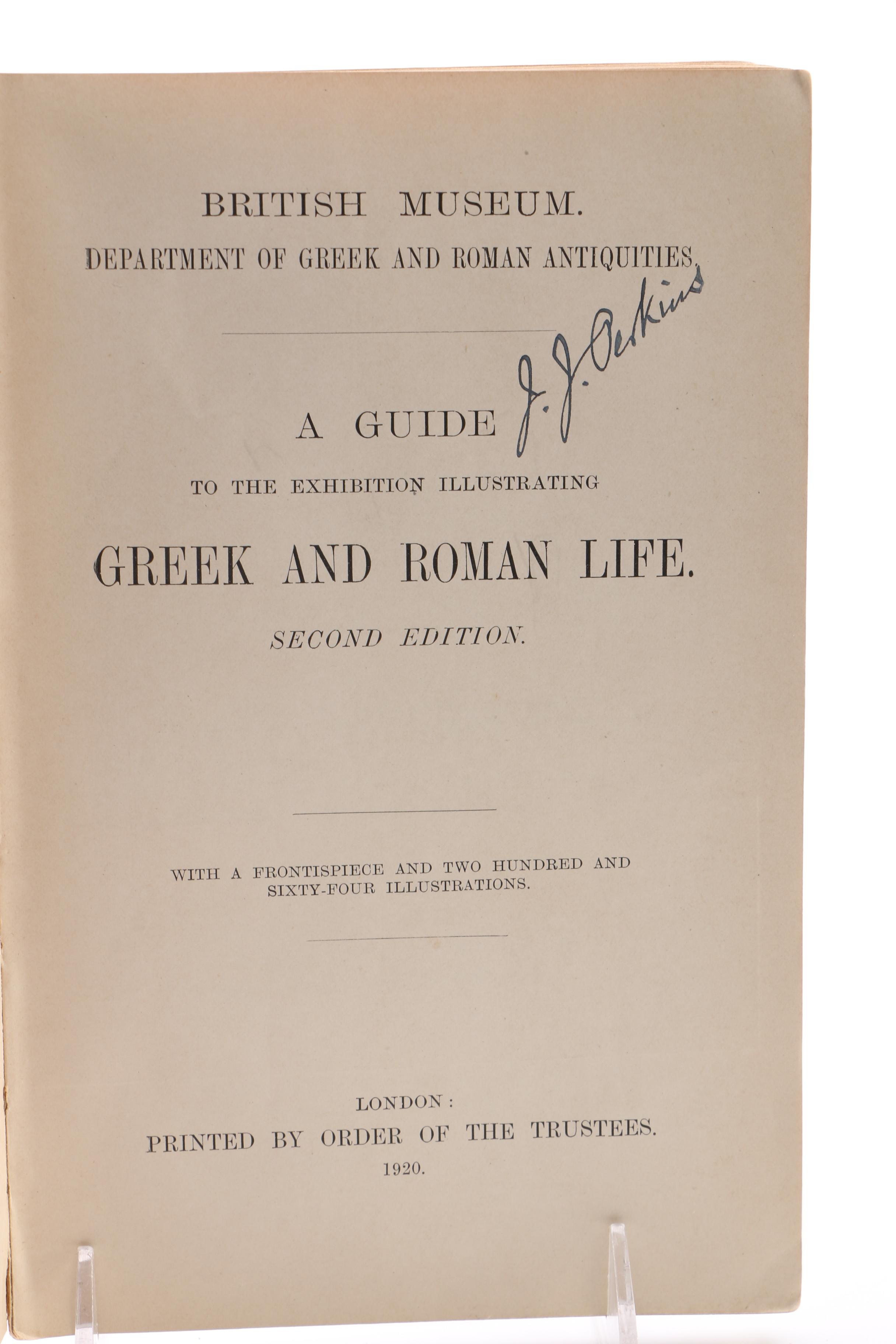 1920 "A Guide To The Exhibition Illustrating Greek and Roman Life"