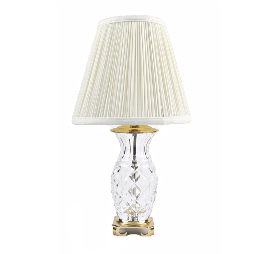 Waterford Crystal Table Lamp with Scrolled Brass Base
