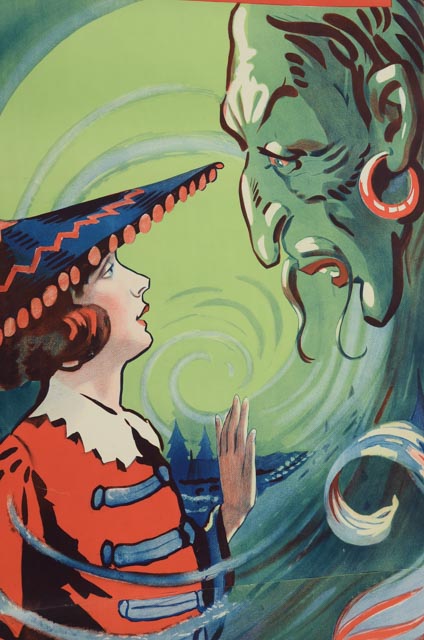 Antique Chromolithograph "Aladdin" Pantomime Poster