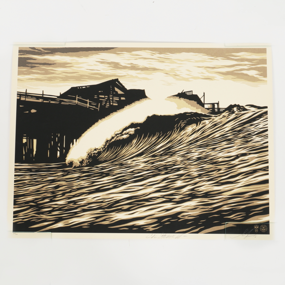 Shepard Fairey and Craig Stecyk III Limited Edition Serigraph "P. O. P Wave (Gold)"