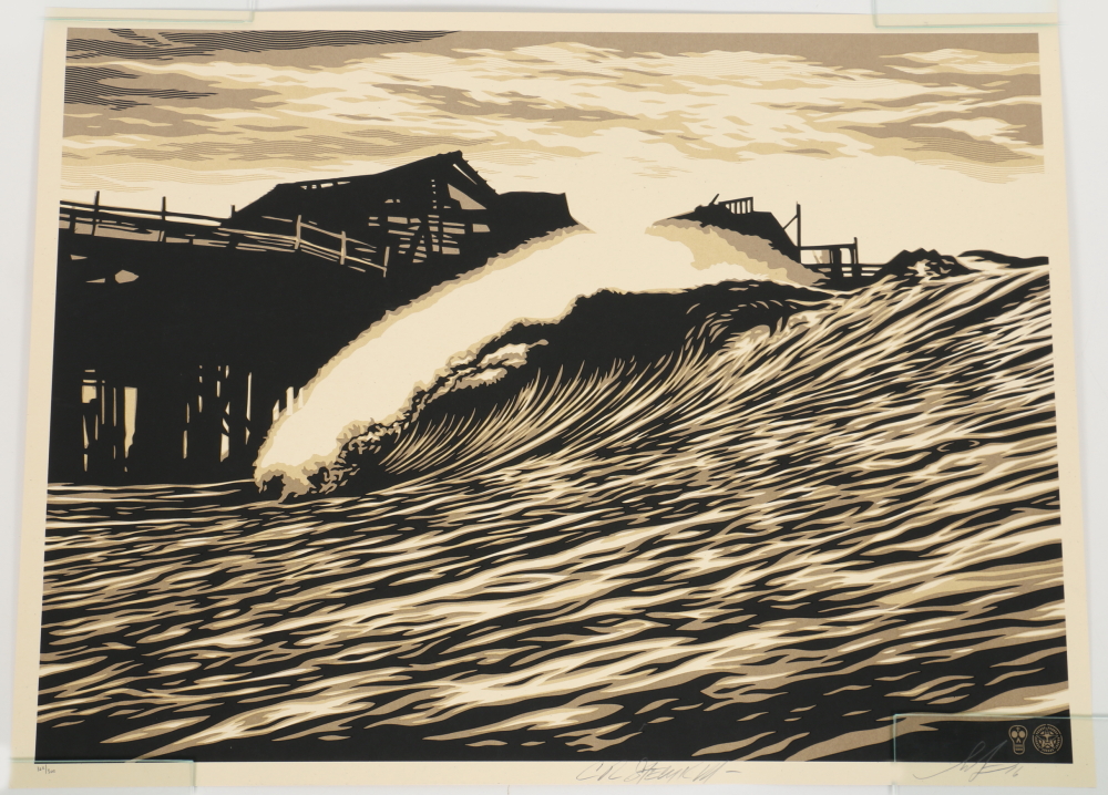 Shepard Fairey and Craig Stecyk III Limited Edition Serigraph "P. O. P Wave (Gold)"