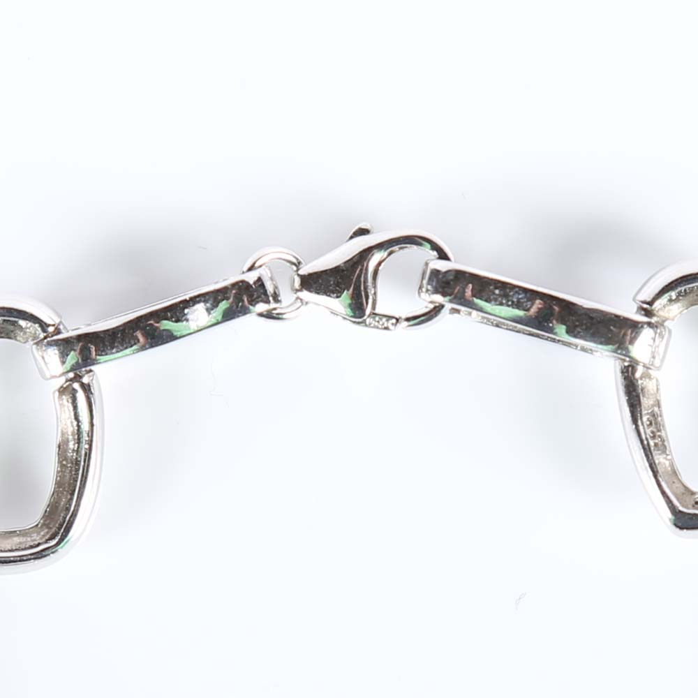 Sterling Silver Open Heart and Diamond Station Bracelet