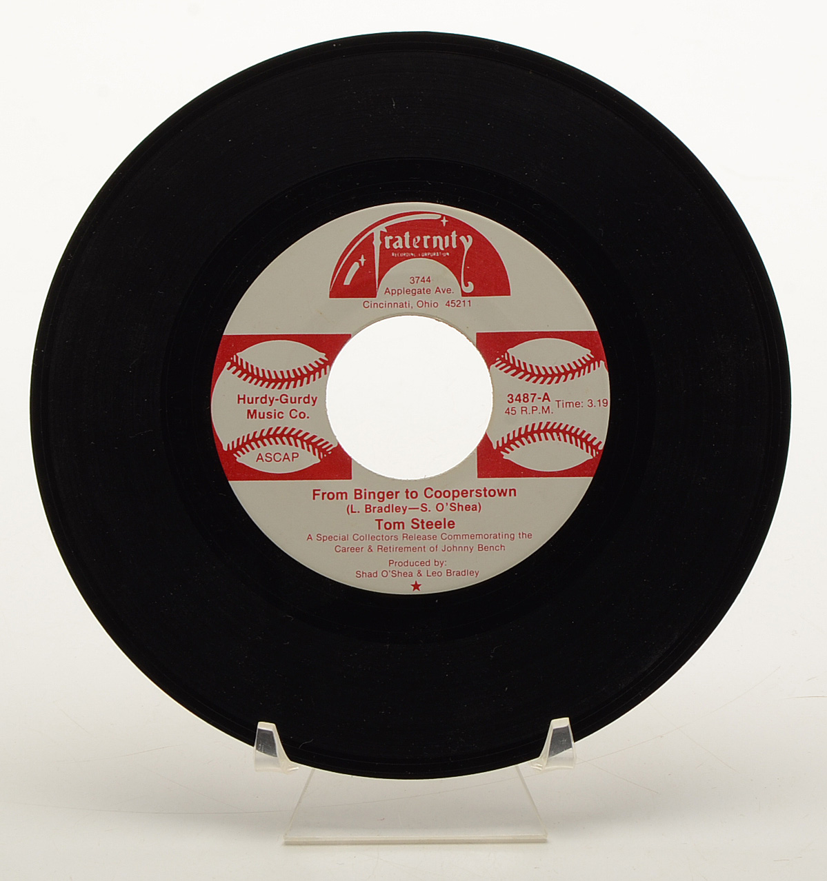 Johnny Bench Plate, LP, and Certificate