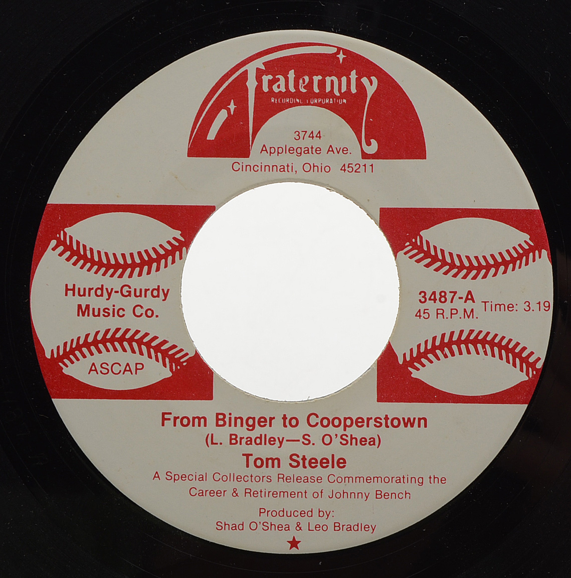 Johnny Bench Plate, LP, and Certificate