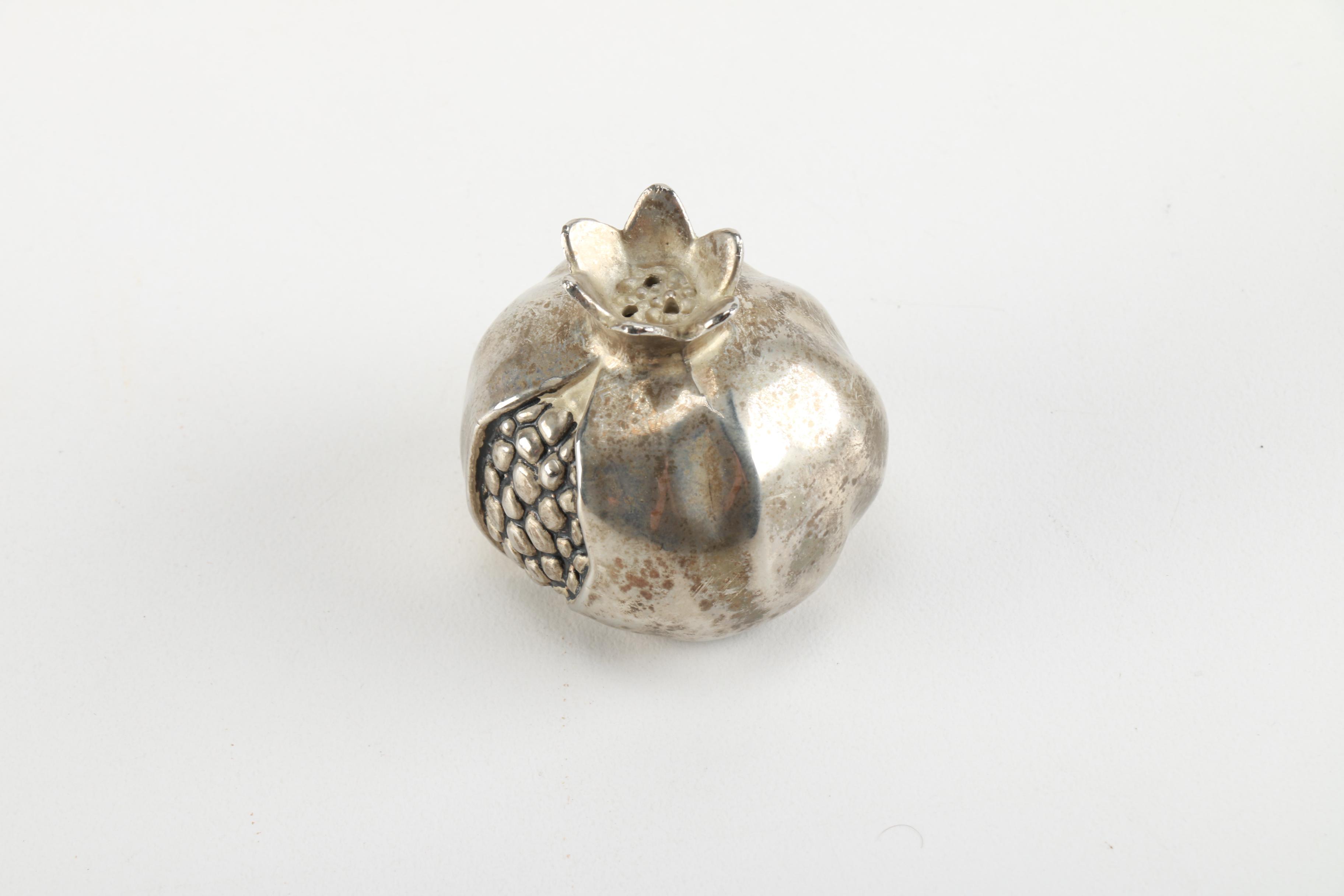 Silea Silver Plate Pomegranate Salt and Pepper Shakers