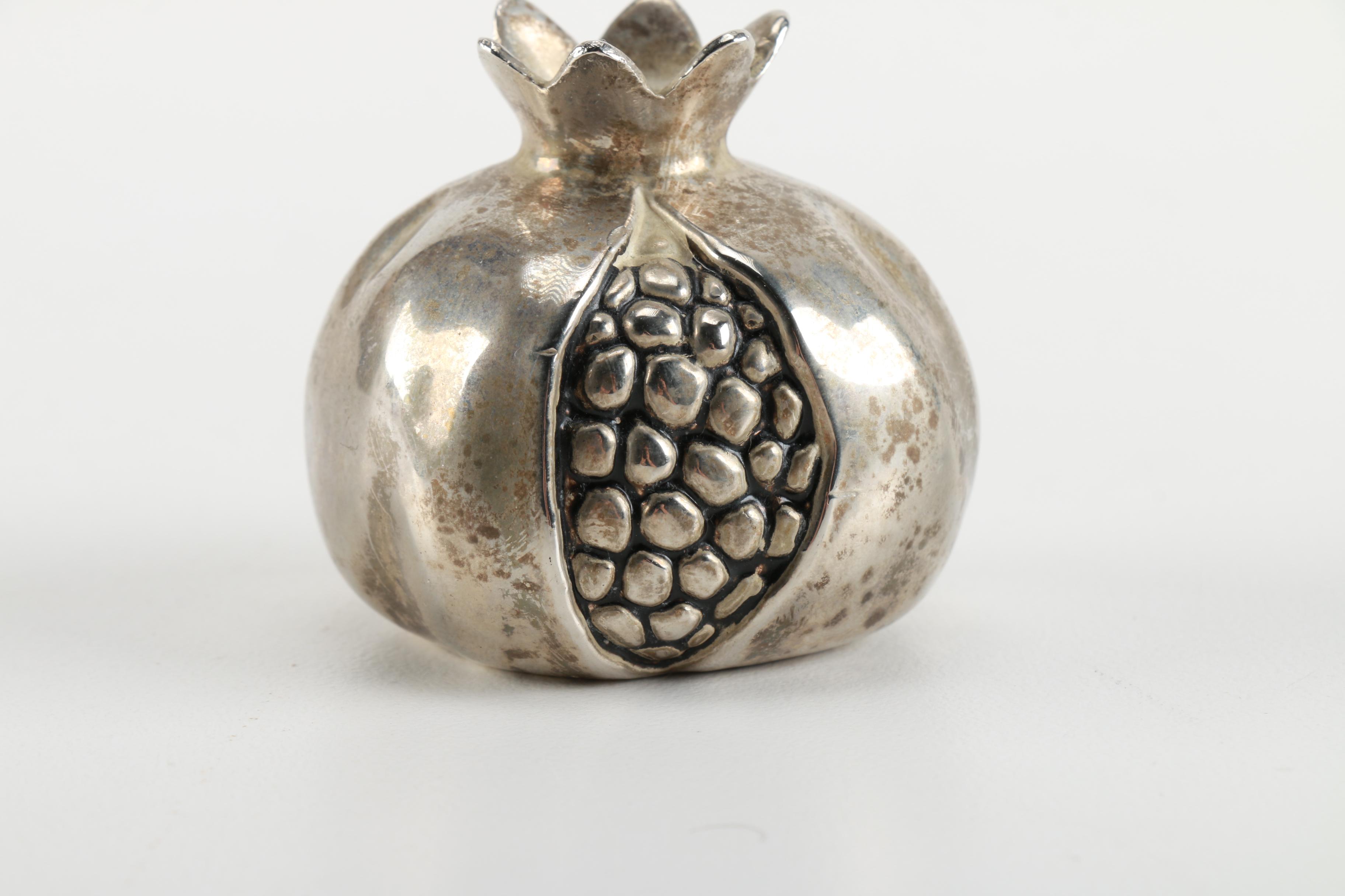 Silea Silver Plate Pomegranate Salt and Pepper Shakers