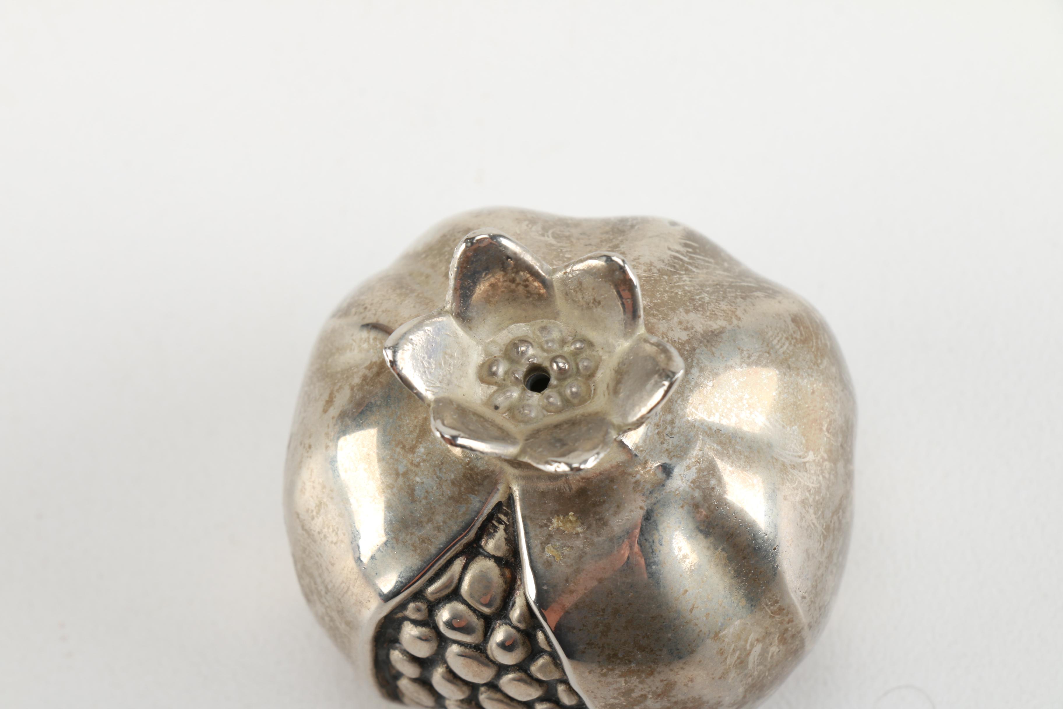 Silea Silver Plate Pomegranate Salt and Pepper Shakers
