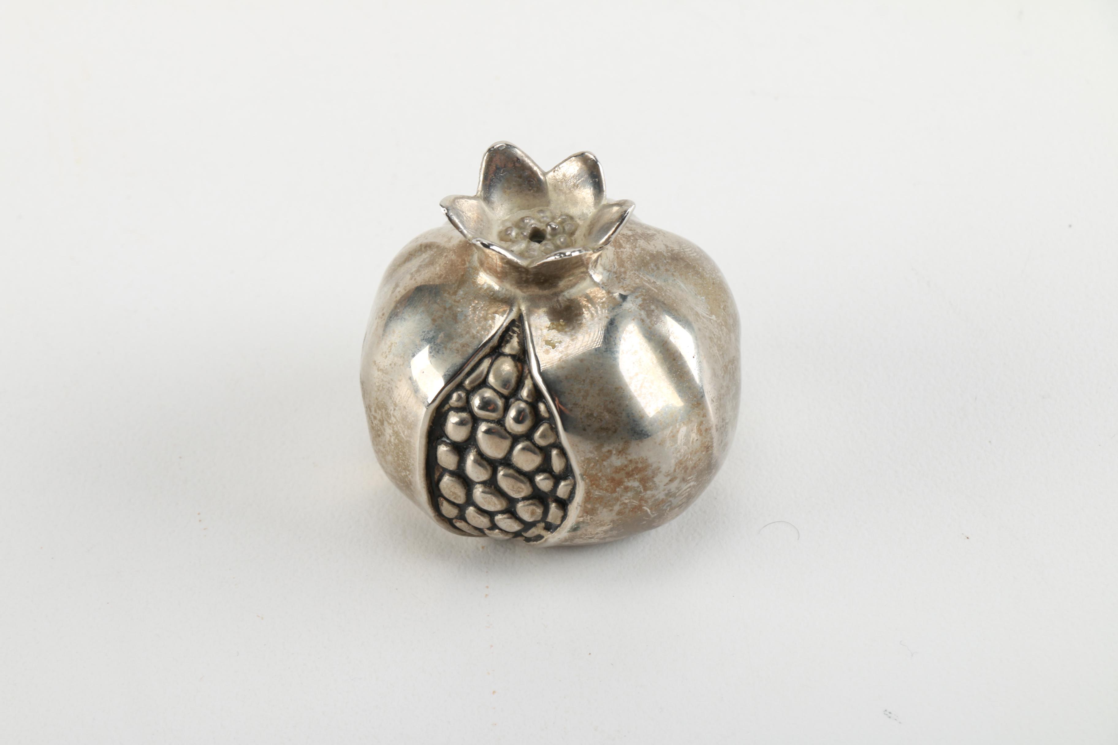 Silea Silver Plate Pomegranate Salt and Pepper Shakers